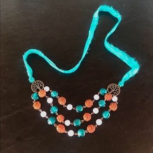 🆕 “Clementine” Beaded Recycled Sari Necklace
